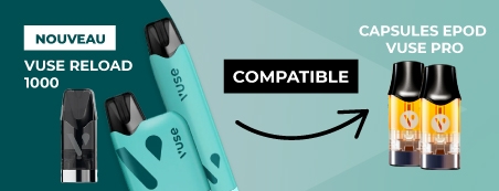 Nouveau - Vuse Reload 1000 compatible avec capsules Epod Vuse Pro